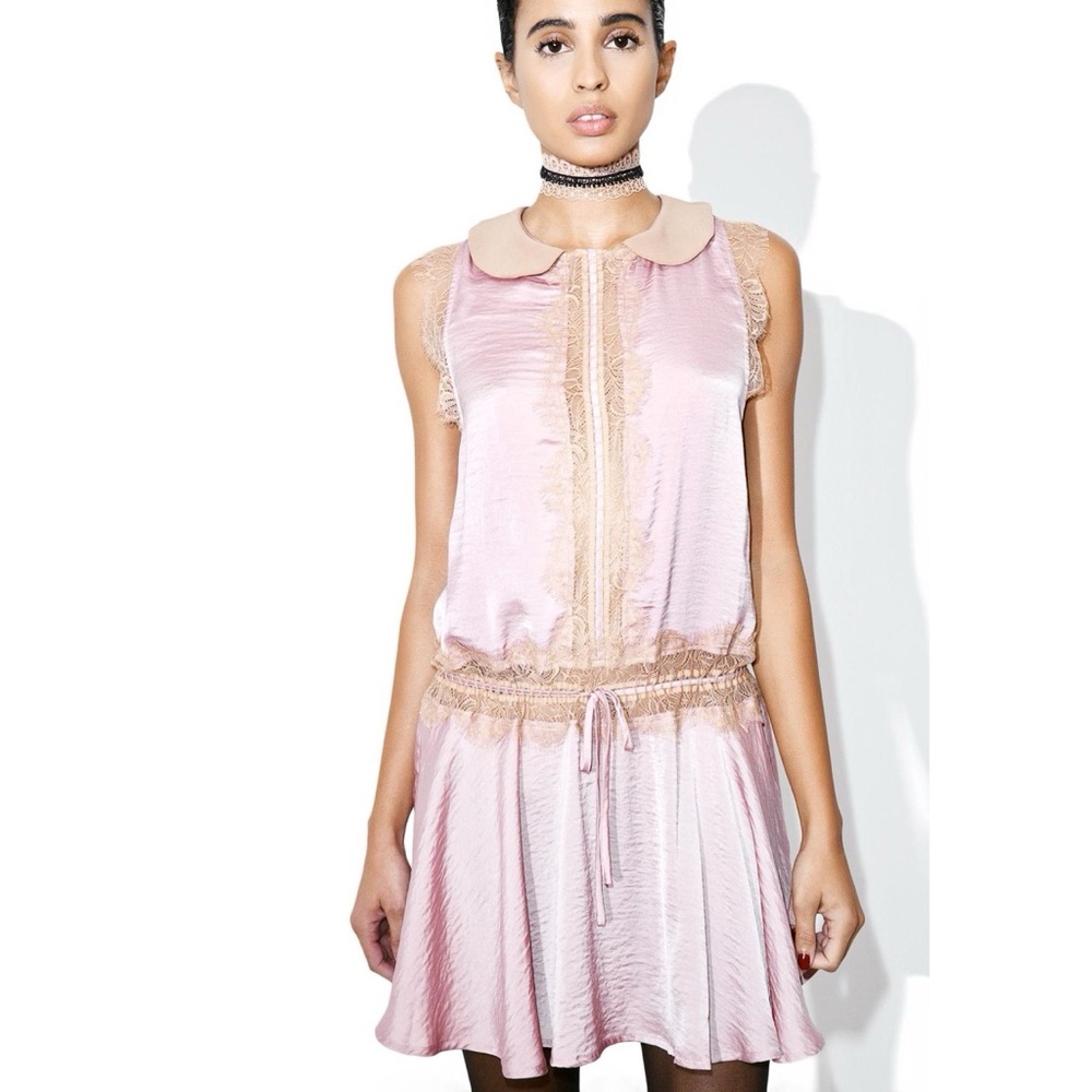 For Love And Lemons Skivvies Vintage Inspired Lace Drawstring Mini Dress